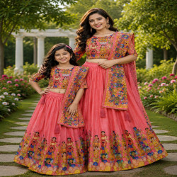 Mother & Daughter Chinnon Lehenga Choli Set with Dupatta